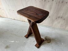 Crossed side table in solid black walnut made to order in New Zealand