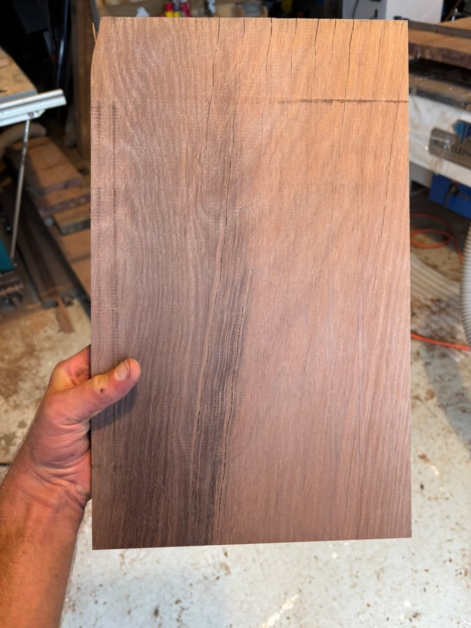 Close-up grain and deep red colour of New Zealand Rātā timber
