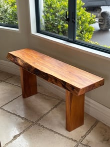 Solid timber bench by a window, made to order in New Zealand